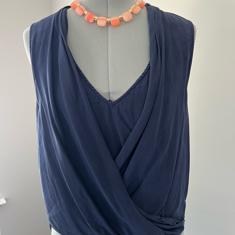 Trina Turk Navy Silk Blue Top